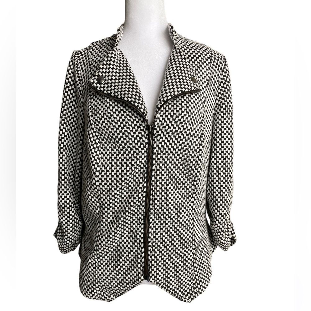 Torrid 1 14 16 1X jacket black and white checked moto jacket